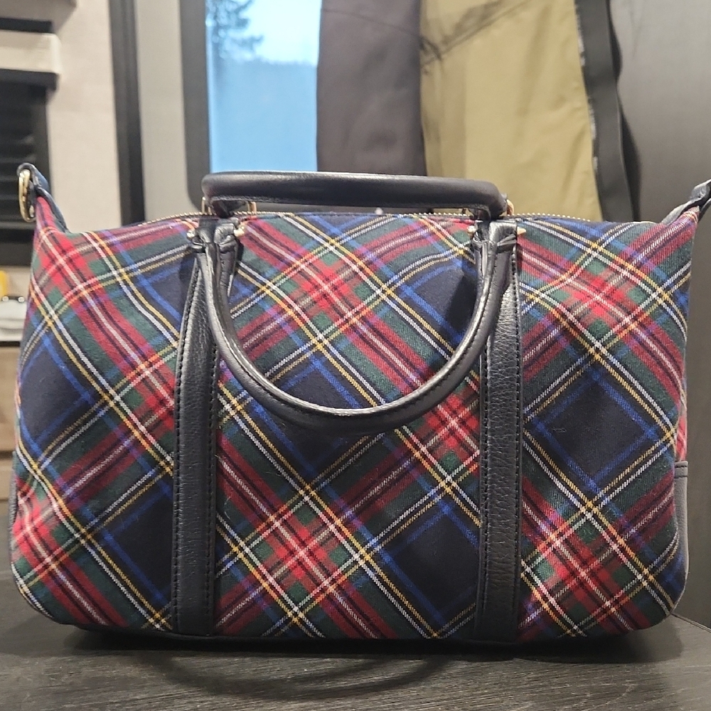 Talbots Navy and Beige Interior Zip-Top Handbag
